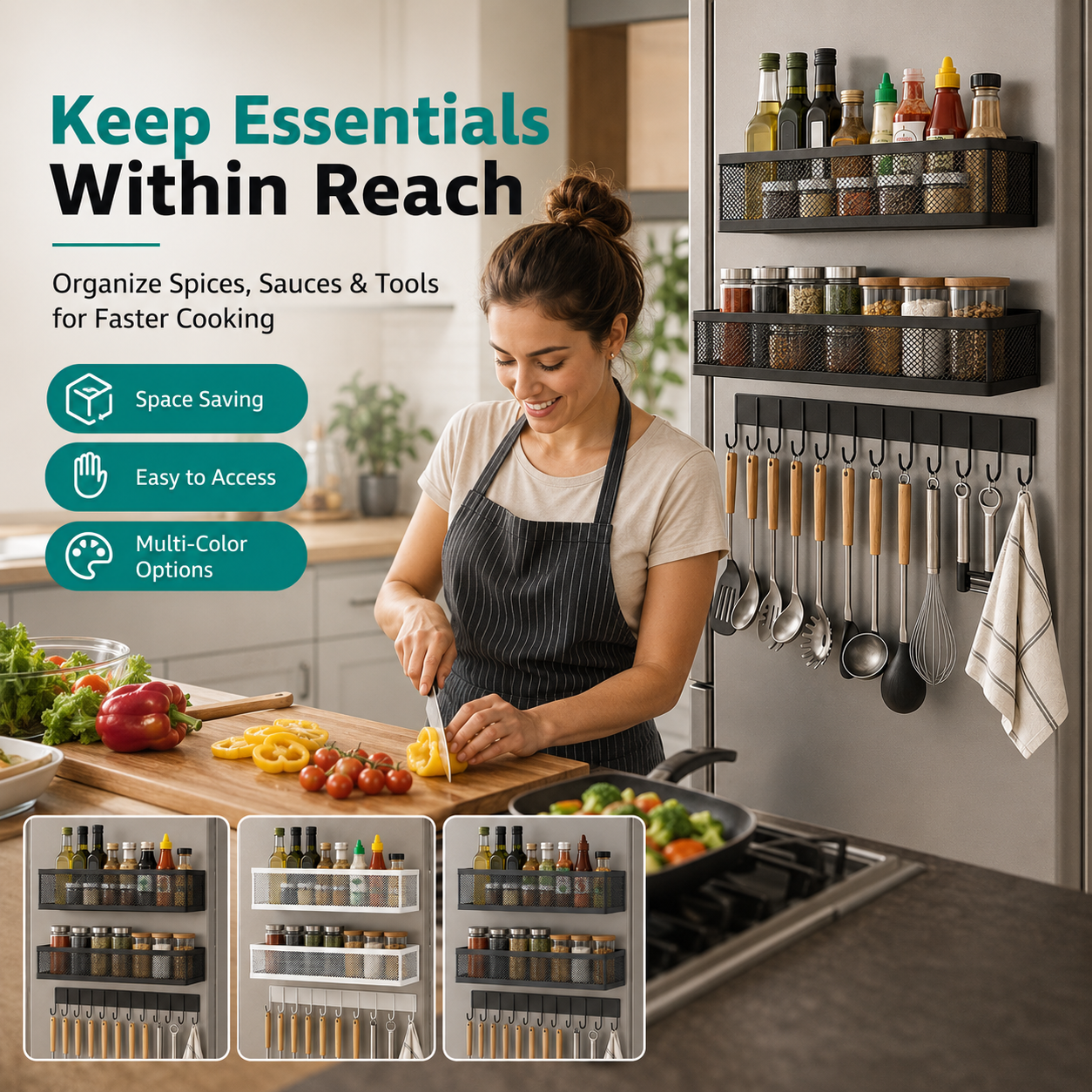 🔥Hot Sale | 2-Pack Magnetic Refrigerator Spice Rack Organizer