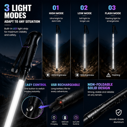 ⚔️ Turn Every Night Hike Into a Sci-Fi Adventure – Glowing LED Trekking Pole for Safe & Stylish Outdoor Exploration