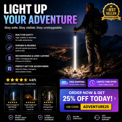 ⚔️ Turn Every Night Hike Into a Sci-Fi Adventure – Glowing LED Trekking Pole for Safe & Stylish Outdoor Exploration