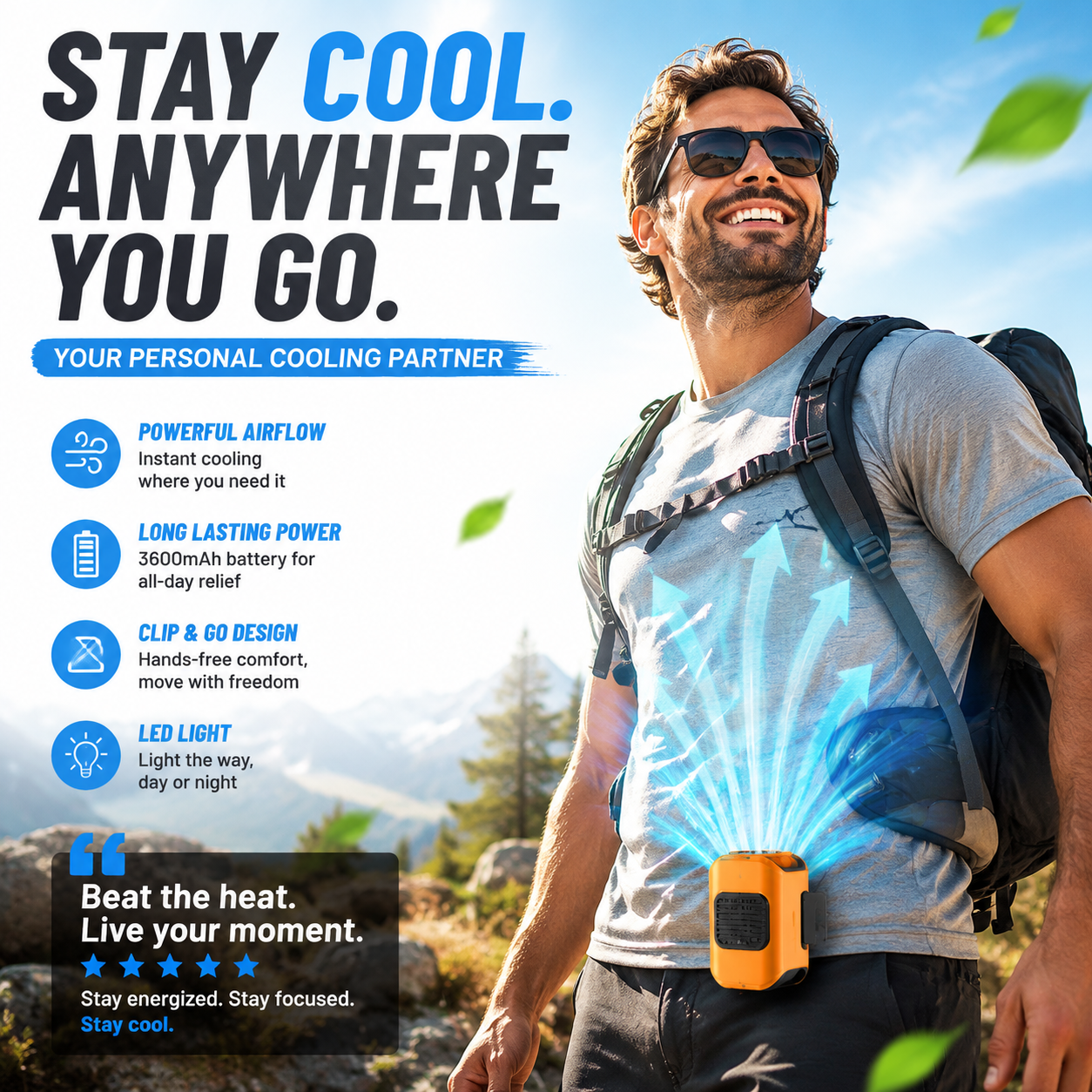 ❄️ Summer Waist Clip Fan – Portable Hands-Free Cooling Fan