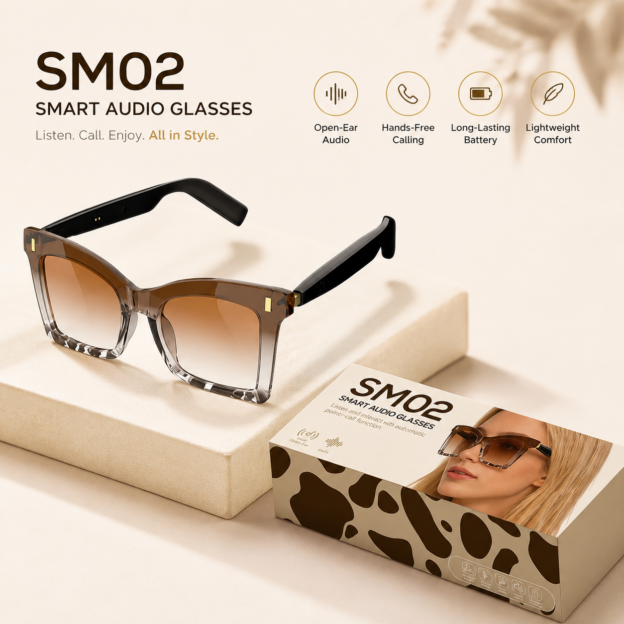 🕶️ Smart Bluetooth Sunglasses – Music & Style 🎵