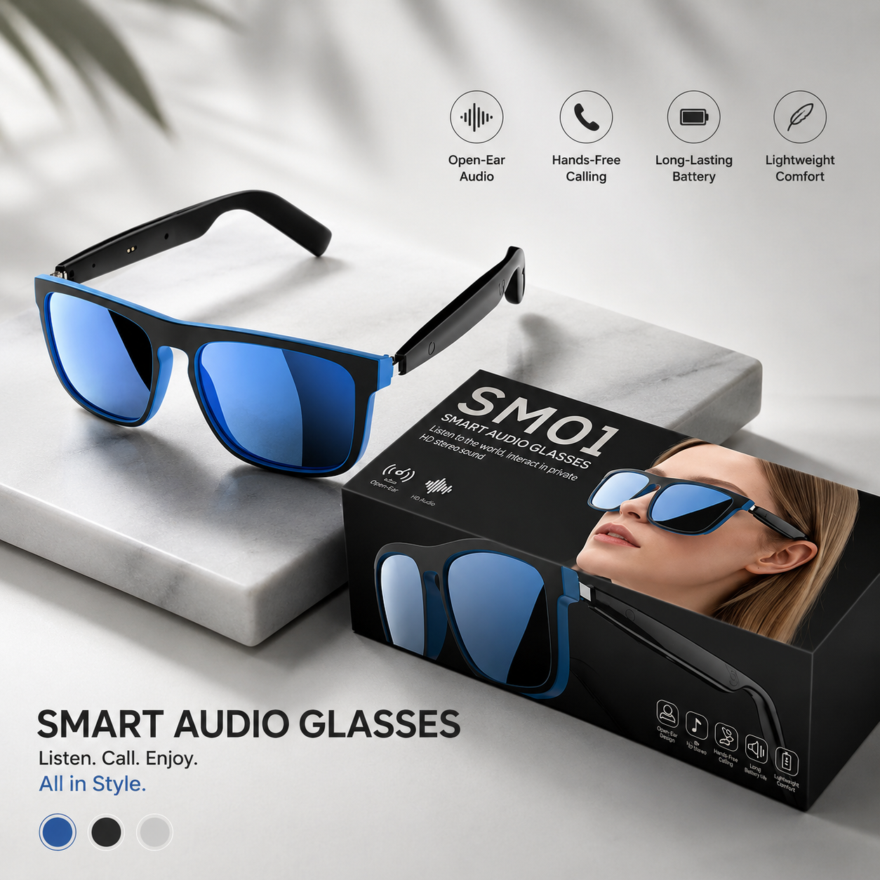 🕶️ Smart Bluetooth Sunglasses – Music & Style 🎵