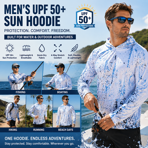 🎁HOT 49% OFF Today  Men’s UPF 50+ Swim & Outdoor Sun Hoodie