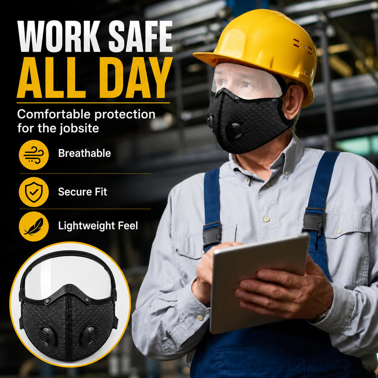 😷🚴‍♂️AirGuard Pro™ Carbon Filter Dust Mask | Breathable • Reusable • Adjustable Protection
