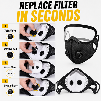 😷🚴‍♂️AirGuard Pro™ Carbon Filter Dust Mask | Breathable • Reusable • Adjustable Protection