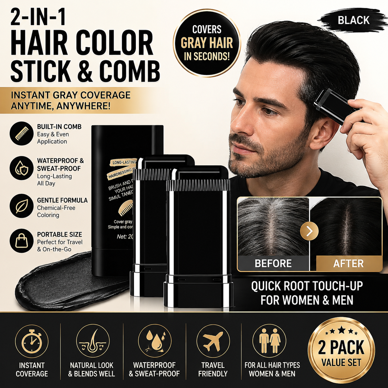 ✨Ultimate Hair Dye Comb | Waterproof Disposable Hair Dye Pen Sweatproof