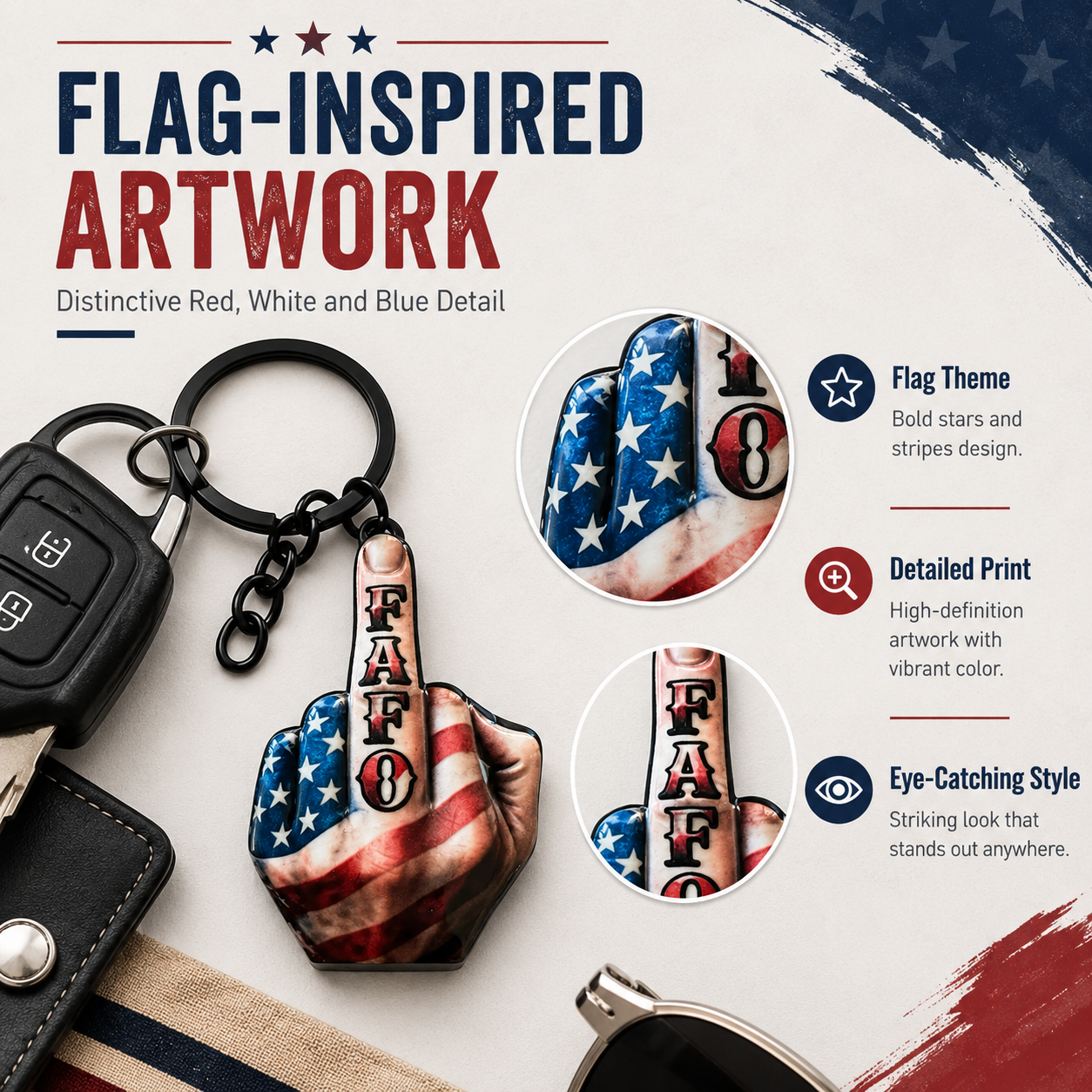 💥New Arrival | Middle Finger FAFO Keychain Aluminum Alloy