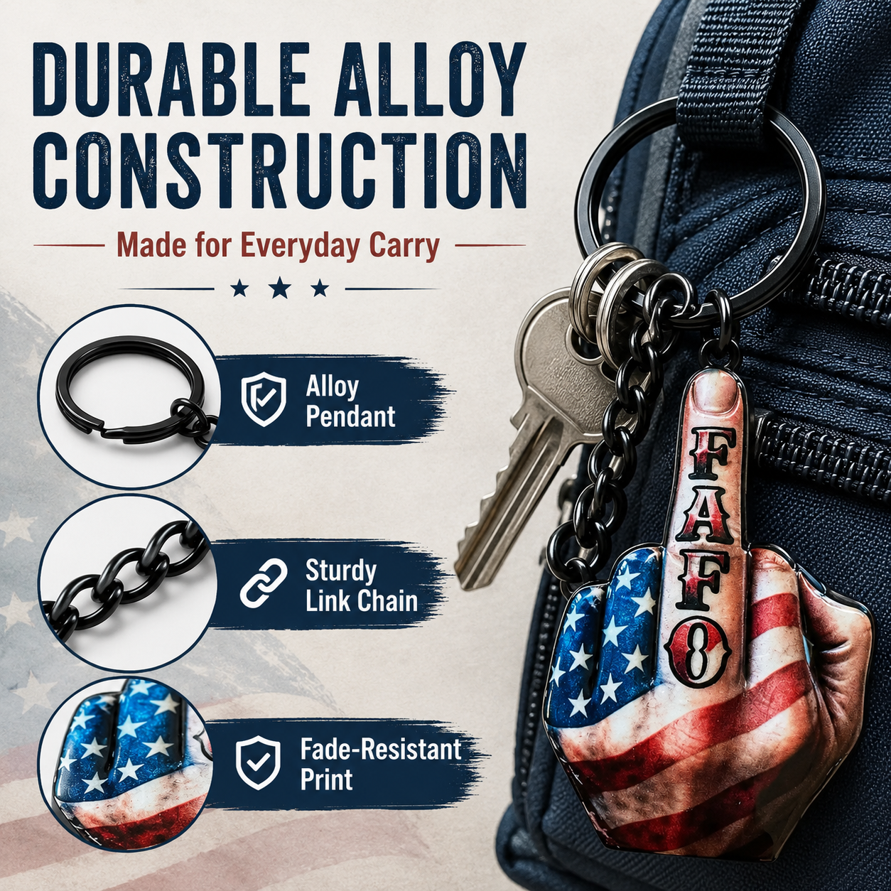 💥New Arrival | Middle Finger FAFO Keychain Aluminum Alloy