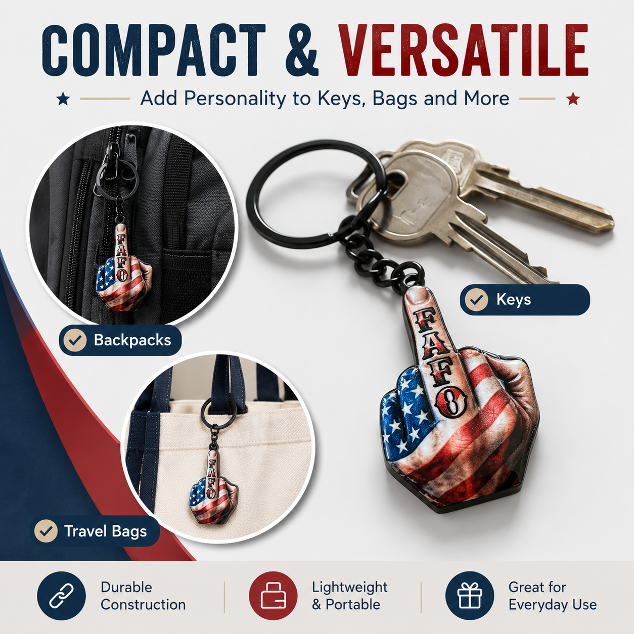 💥New Arrival | Middle Finger FAFO Keychain Aluminum Alloy