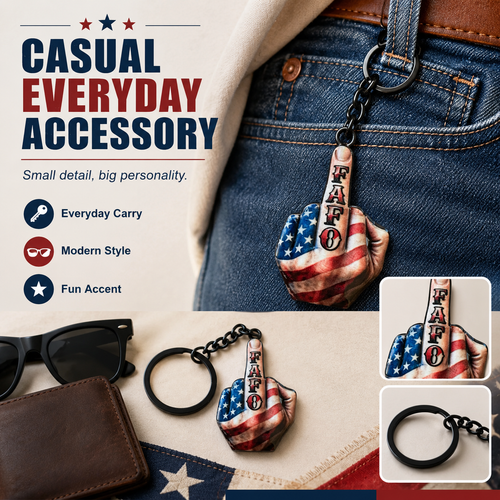 💥New Arrival | Middle Finger FAFO Keychain Aluminum Alloy
