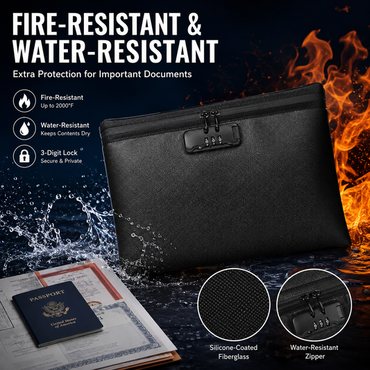 ⚡Hot Sale | Fireproof Document Bag with Lock & Zip