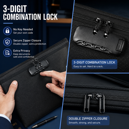 ⚡Hot Sale | Fireproof Document Bag with Lock & Zip