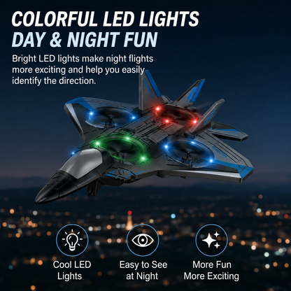 🔥 Hot Sale | Colorful LED Stunt Fighter Jet Drone