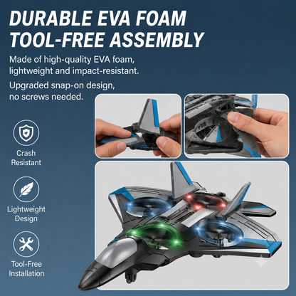 🔥 Hot Sale | Colorful LED Stunt Fighter Jet Drone