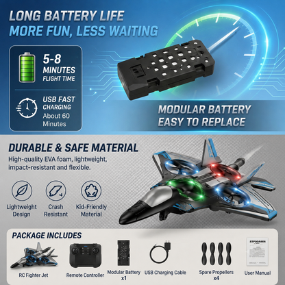 🔥 Hot Sale | Colorful LED Stunt Fighter Jet Drone