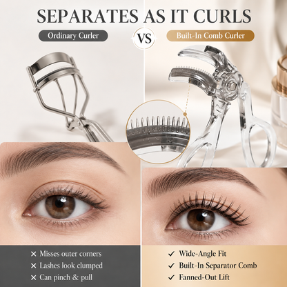 Wide-Angle Eyelash Curler with Built-in Comb