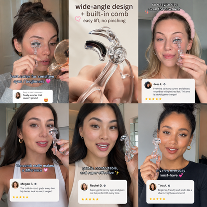 Wide-Angle Eyelash Curler with Built-in Comb