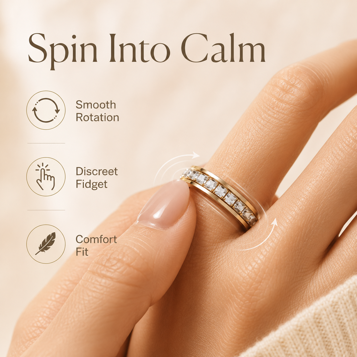 💥New Arrival | September Laurel Anxiety Rings for Women and men Titanium Steel Spinner Fidget Band
