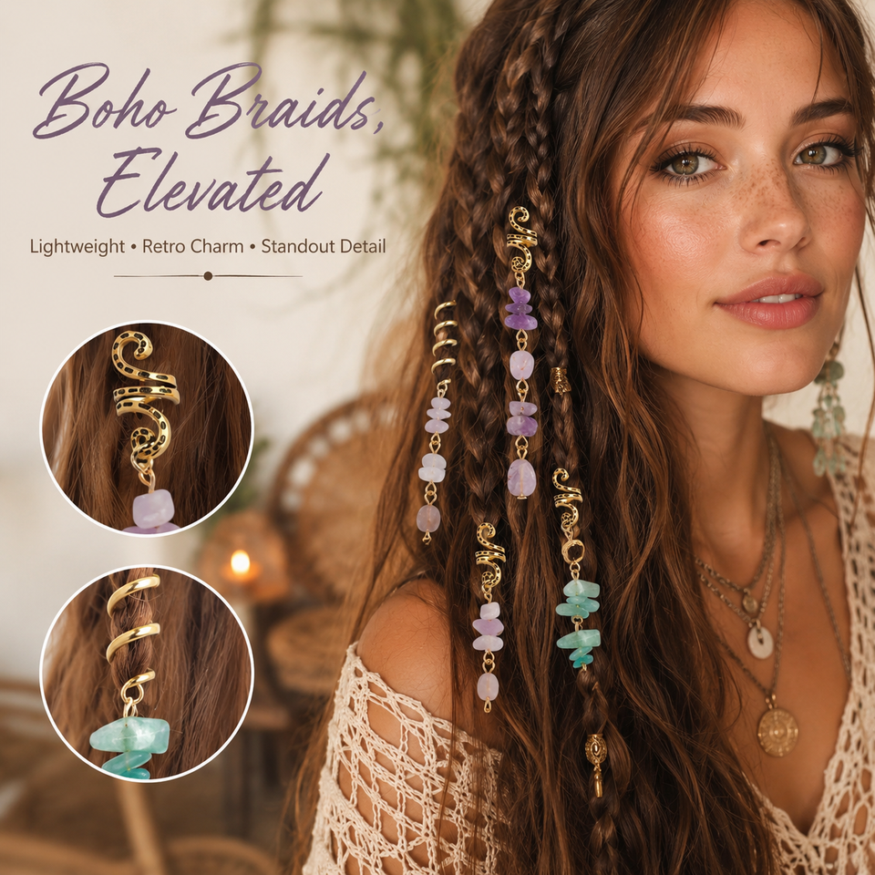 🔥 Hot Sale | Colored Natural Stone Pendant Hair Jewelry for Braids