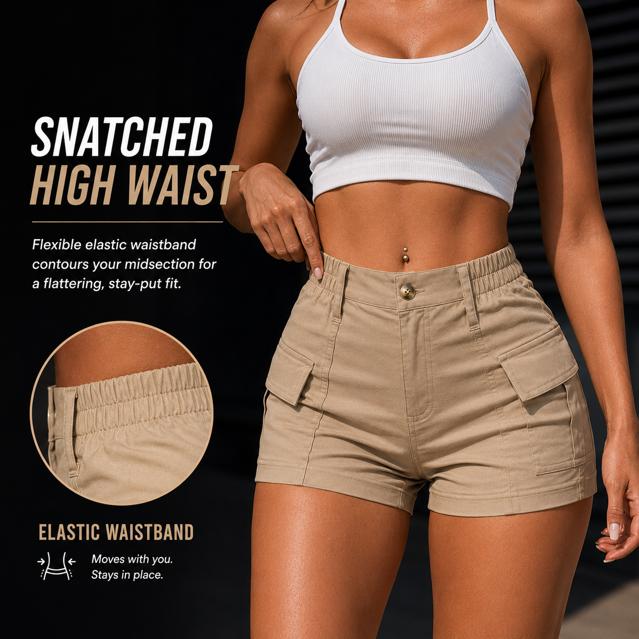 Women's High-Waisted Mini Cargo Shorts