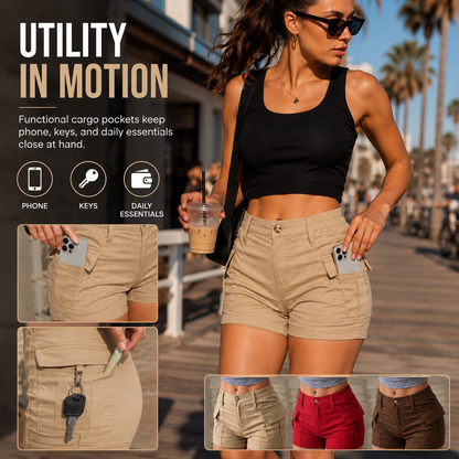 Women's High-Waisted Mini Cargo Shorts