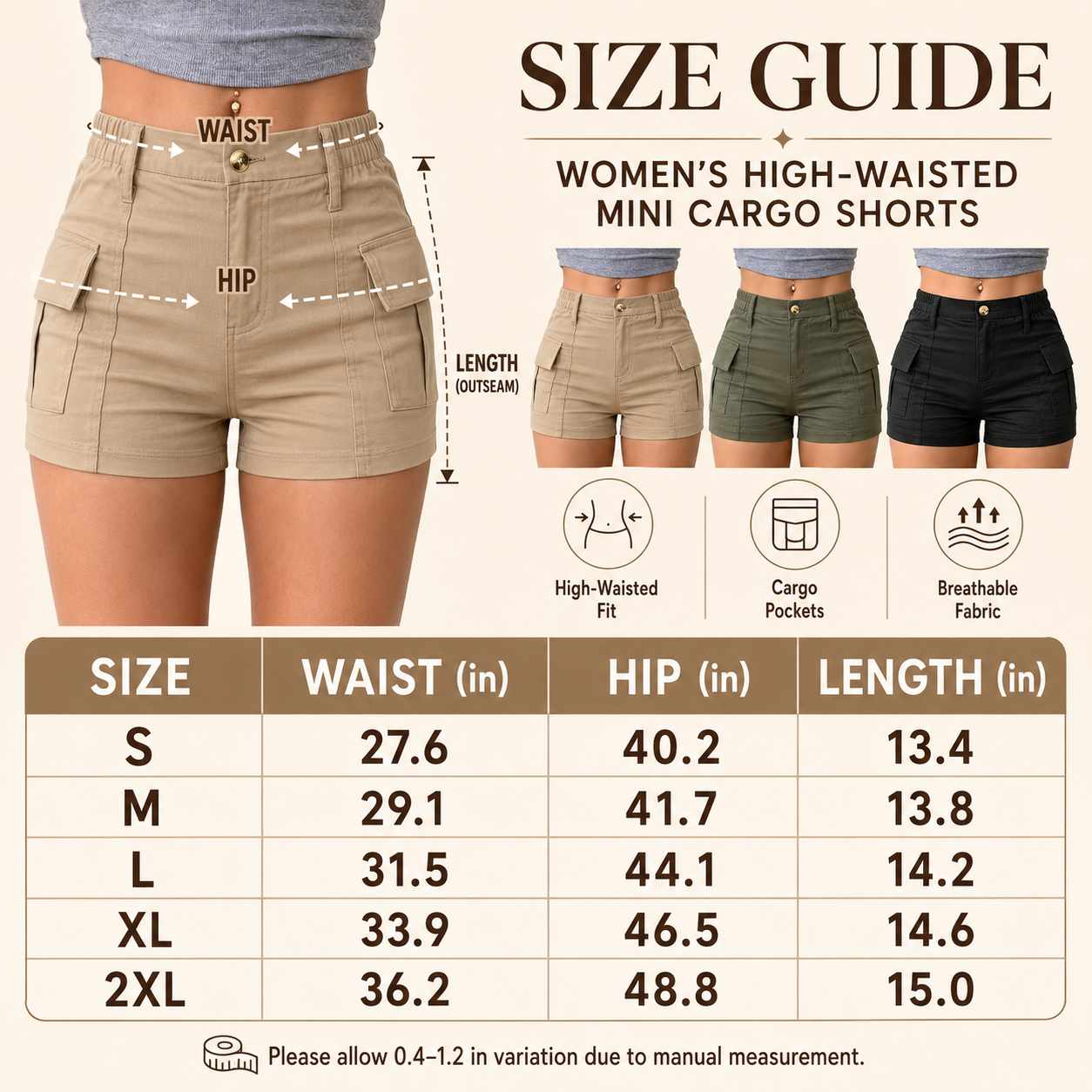Women's High-Waisted Mini Cargo Shorts
