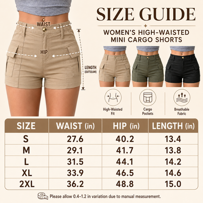 Women's High-Waisted Mini Cargo Shorts