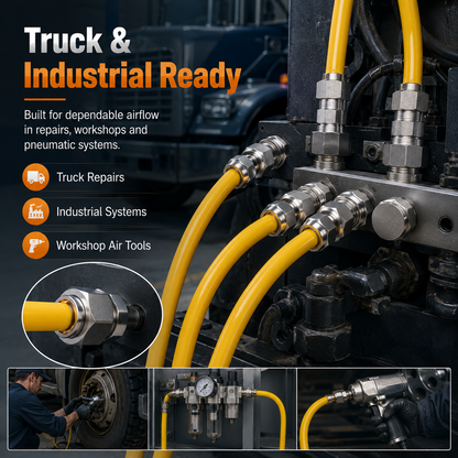 🔥 Heavy Duty Truck Air Line Connectors 🚛 | Push-in Pneumatic Fittings for High Temperature Tubing (4-16mm)
