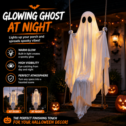 👻 Animated Swinging Ghost Halloween Decoration – Spooky Porch Hanging Ghost For Outdoor Yard Decor