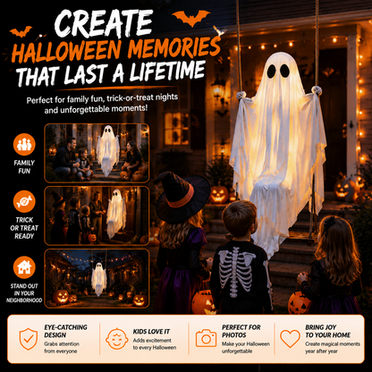 👻 Animated Swinging Ghost Halloween Decoration – Spooky Porch Hanging Ghost For Outdoor Yard Decor