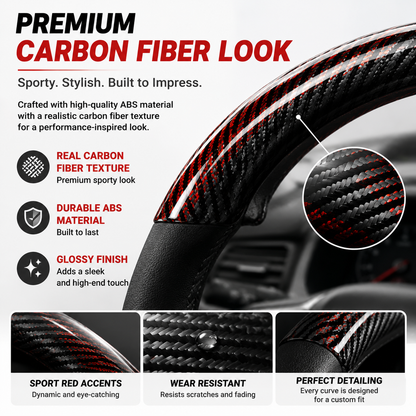 🔥 3-Piece Carbon Fiber Steering Wheel Cover – 15s Racing Style Interior Upgrade & Anti-Slip Grip
