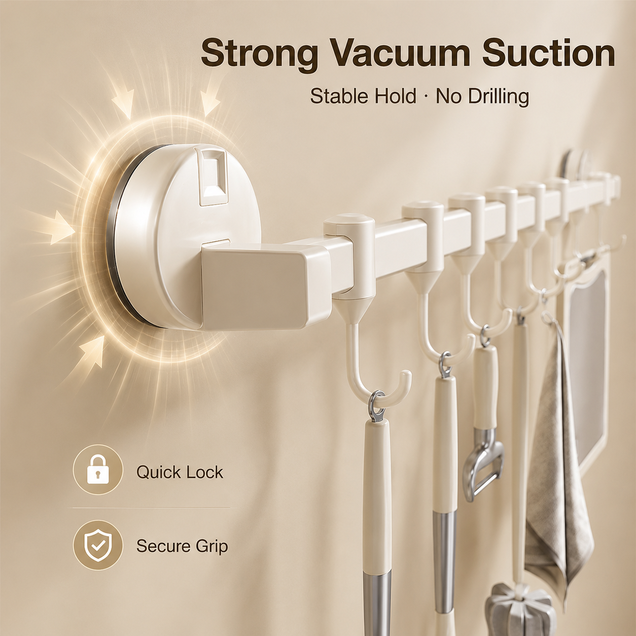 🔥 Hot Sale | Suction Cup Kitchen Hanging Rack with Hooks