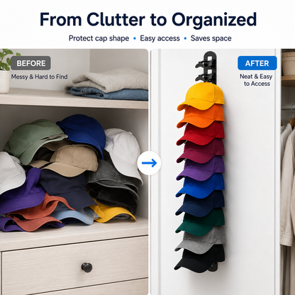 🧢 Vertical Adhesive Wall Hat Rack Organizer (2-Pack)