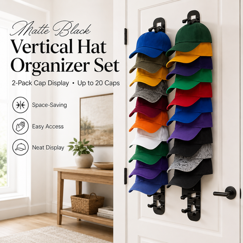 🧢 Vertical Adhesive Wall Hat Rack Organizer (2-Pack)