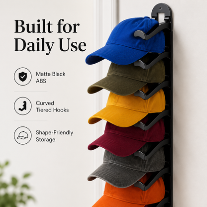 🧢 Vertical Adhesive Wall Hat Rack Organizer (2-Pack)