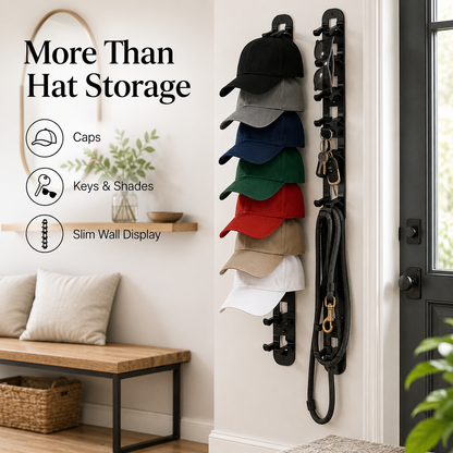 🧢 Vertical Adhesive Wall Hat Rack Organizer (2-Pack)