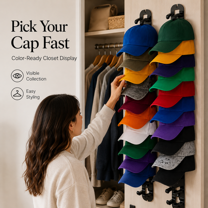🧢 Vertical Adhesive Wall Hat Rack Organizer (2-Pack)