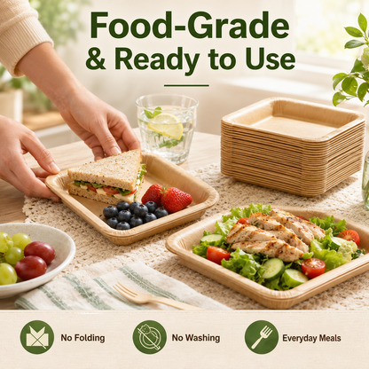 🔥Bestseller｜15 Servings Total - Large 9.5in X 9.5in Multi-Use Reusable Paper Plates