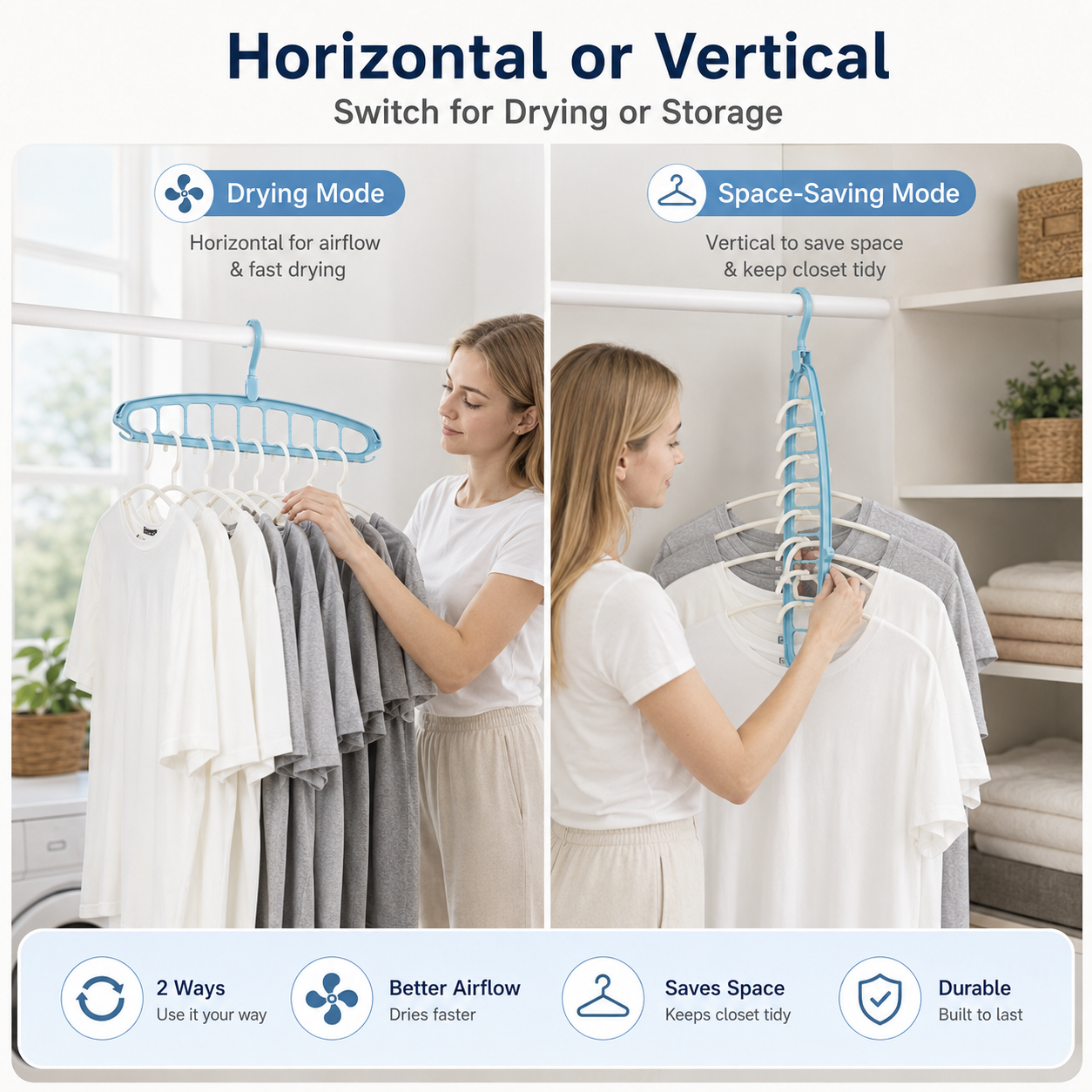 🔥 Hot Sale | 2pcs Folding Rotatable Clothes Drying Rack with Anti-Slip Design