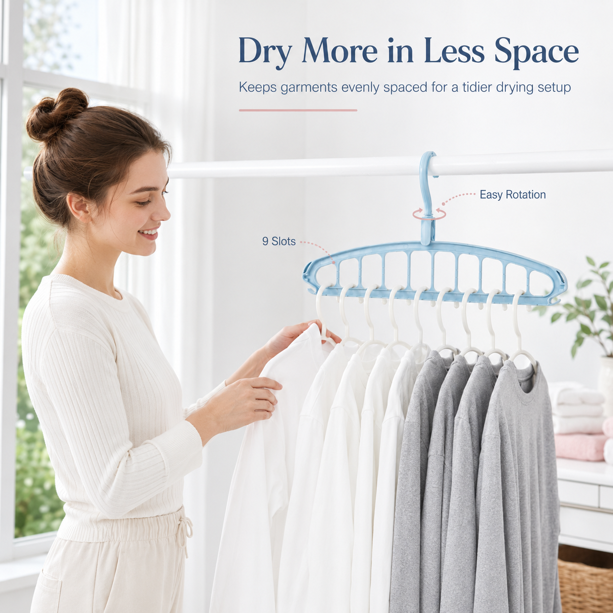 🔥 Hot Sale | 2pcs Folding Rotatable Clothes Drying Rack with Anti-Slip Design