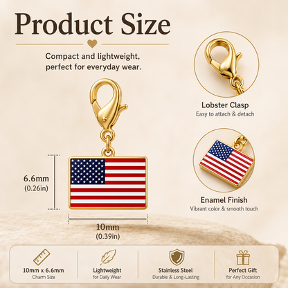 🔥Stainless Steel Country Flag Bracelet Pendant Hand Chain Charm Travel Keyring Ornament