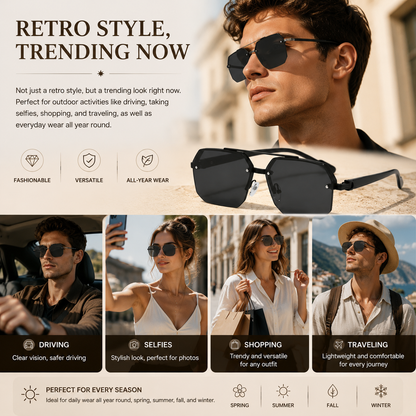 🕶️ Retro Rimless Square Sunglasses – Stylish UV-Protection Fashion Shades