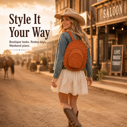 Western Hat Backpack – Unique Cowgirl Style Bag For Everyday Adventures🤠