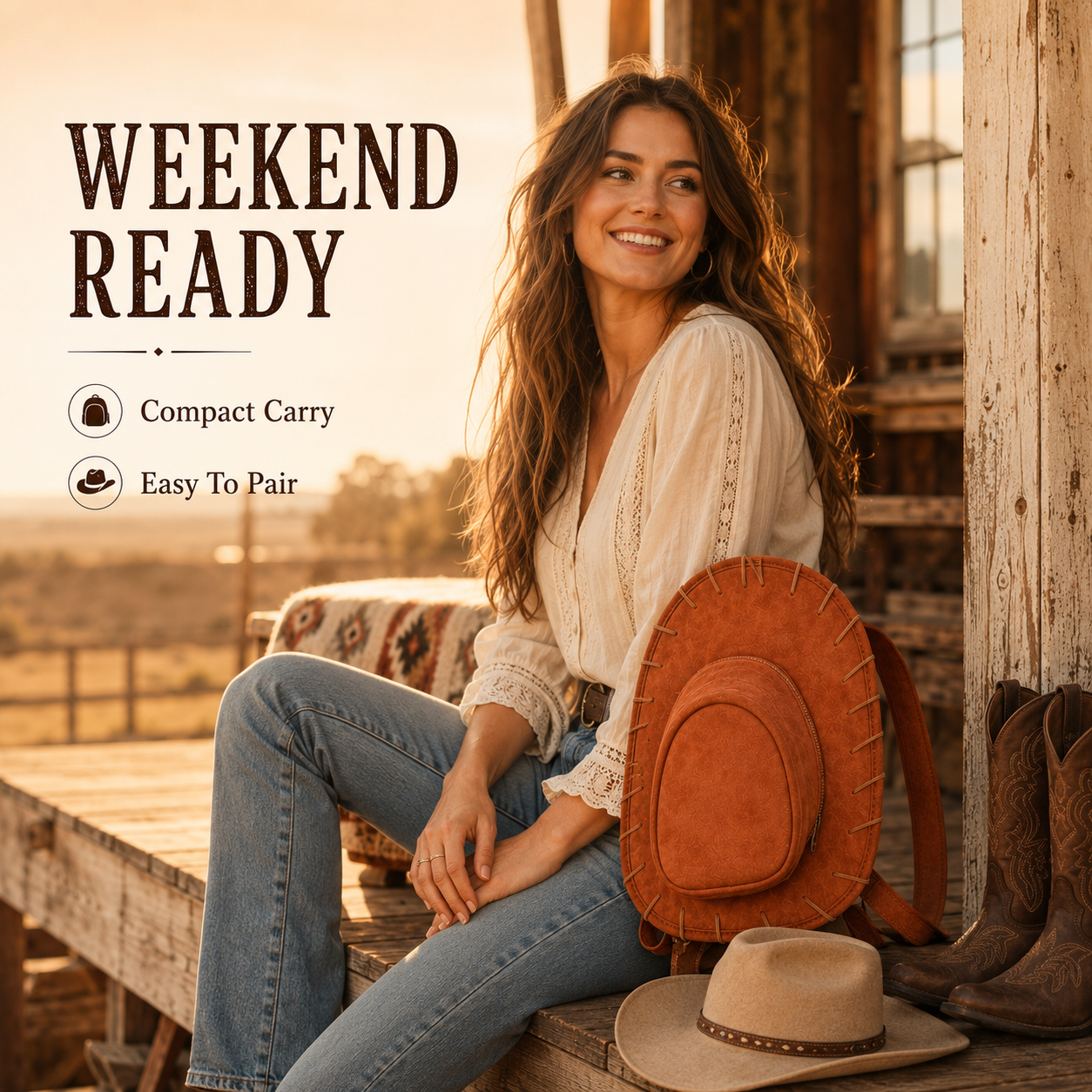 Western Hat Backpack – Unique Cowgirl Style Bag For Everyday Adventures🤠