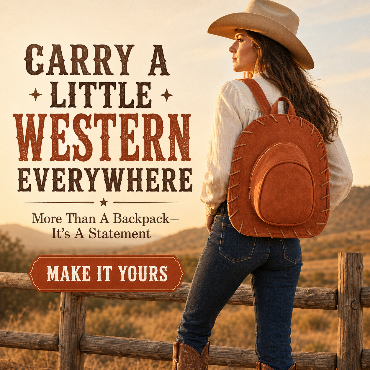 Western Hat Backpack – Unique Cowgirl Style Bag For Everyday Adventures🤠