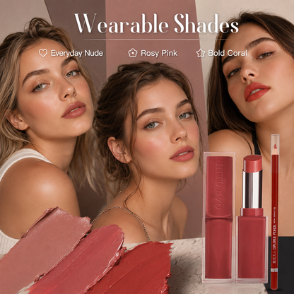 🔥Dual-Ended Lip Duo: Long-Lasting Waterproof Lip Liner + High-Gloss Lip Glaze Pen