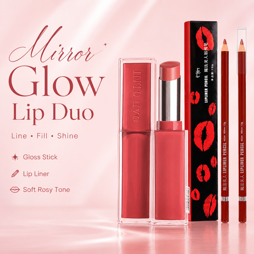 🔥Dual-Ended Lip Duo: Long-Lasting Waterproof Lip Liner + High-Gloss Lip Glaze Pen