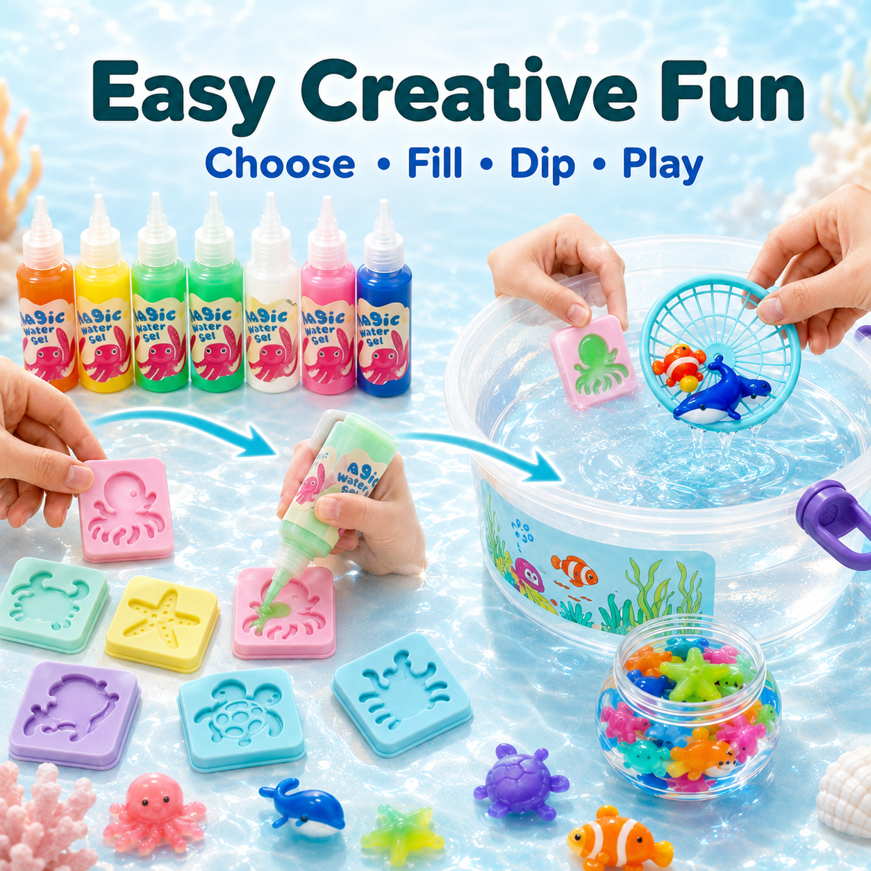 🔥 LAST DAY 50% OFF-🌊 Magic Water Sea Animal DIY Kit – Create, Dip & Watch It Come Alive