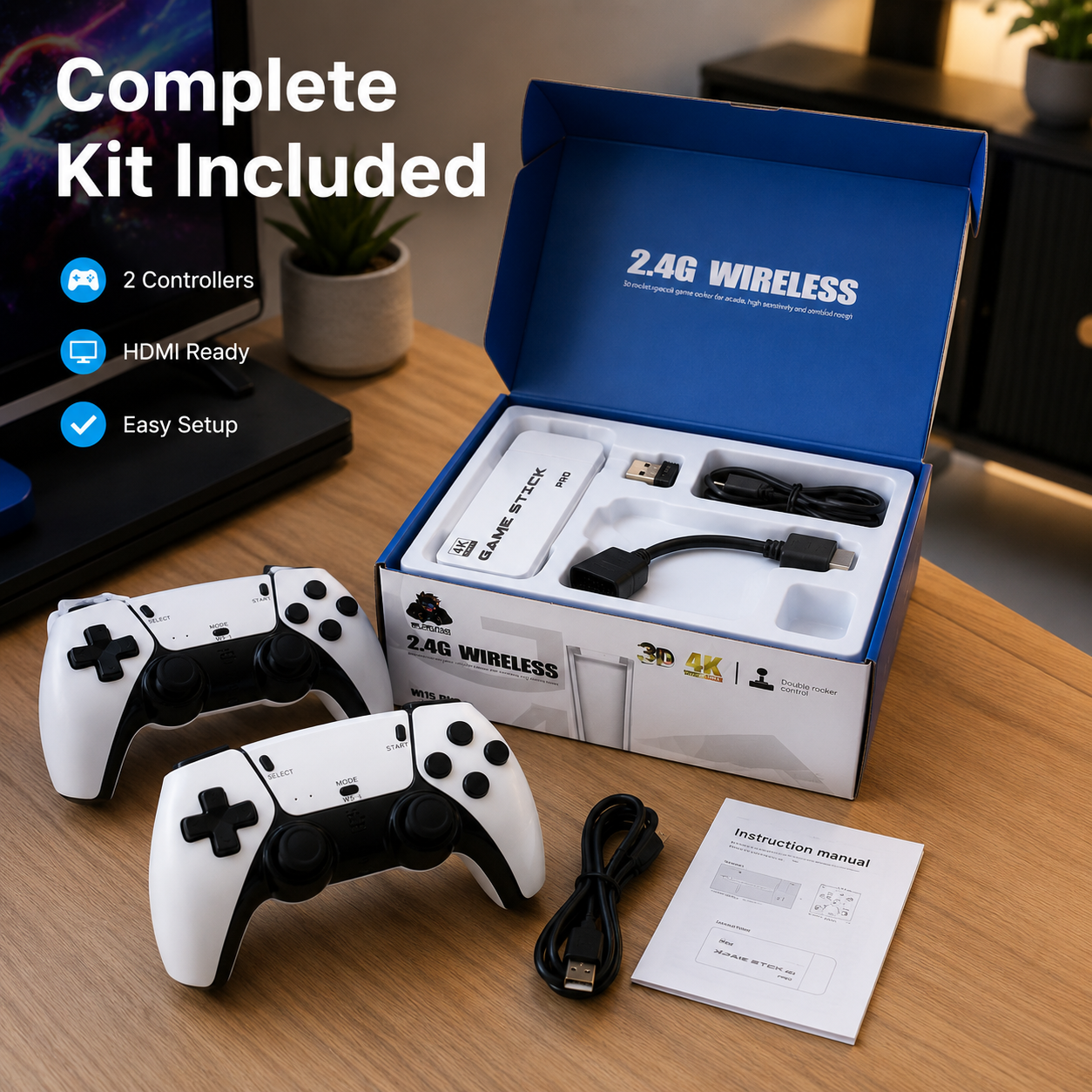 ✨🎁2026 Retro Gaming Console Stick with 4K HDMI, Dual 2.4G Wireless Controller