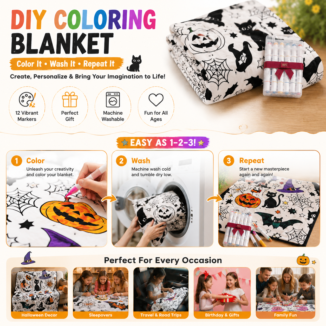 🎨✨DIY Coloring Blanket With Markers
